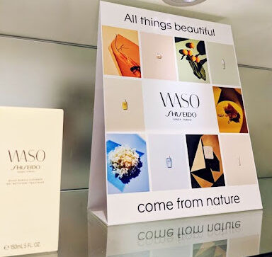 Shiseido retail counter display produced by C17 Media, a premium packaging project where exact brand colour reproduction was essential